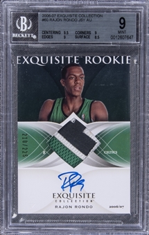 2006-07 UD "Exquisite Collection" Exquisite Rookie Jersey Auto. #60 Rajon Rondo Signed Game Used Patch Rookie Card (#210/225) – BGS MINT 9/BGS 9